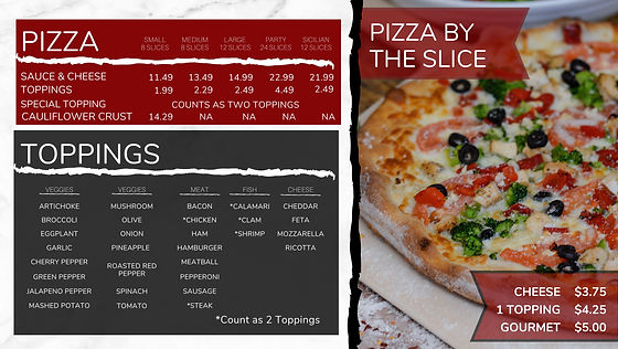 Paradise online pizza menu